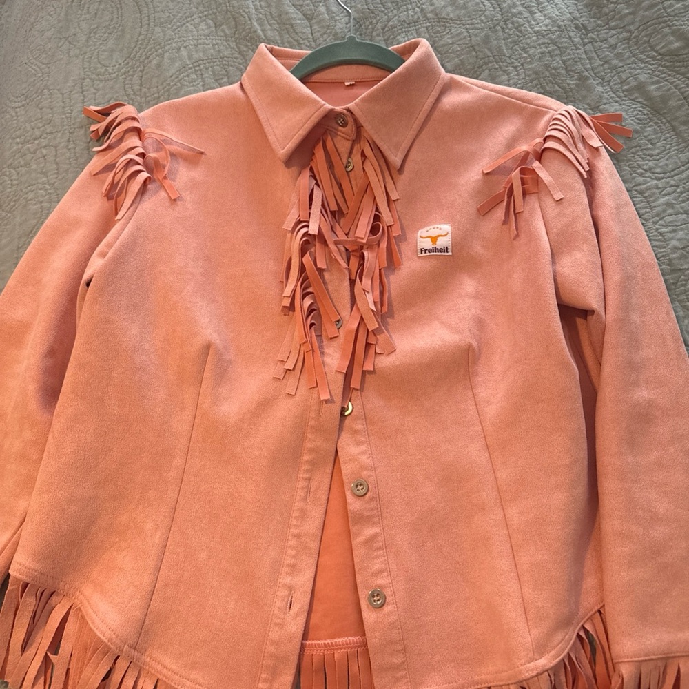 Fringe blouse in Pink size Large